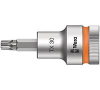 Wera 05003833001 8767 C HF TORX Embouts à douille TORX HF Zyklop à emmanchement 1/2" avec fonction de retenue, TX 30 x 60 mm, Argent/orange