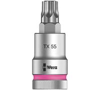 Wera 05003837001 8767 C HF TORX Embouts à douille TORX HF Zyklop à emmanchement 1/2" avec fonction de retenue, TX 55 x 60 mm, Rose