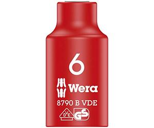 Wera 05004950001 Douille Zyklop Vde 8790 B Isolée, Rouge, 6