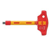 Wera 05005122001 410 i VDE B RA Tournevis adaptateur isolé VDE à manche en T avec fonction cliquet pour douilles 3/8", 3/8" x 130 mm