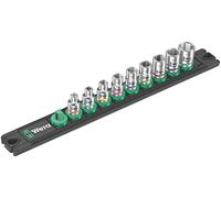 Wera 05005420001 Barre magnétique pour douilles A Imperial 1, Jeu de douilles Zyklop, 1/4", système impérial, 9 pièces Noir