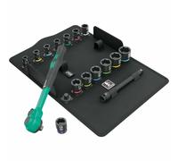 Wera 05005530001 Jeu De Clés À Cliquet 8100 SB 12 Zyklop Comfort 16 Pièces liquet Interchangeable, 3/8" Drive, Métrique