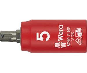 Wera 05005902001 8740 A VDE HF Douille-embout Zyklop, isolée, avec emmanchement 1/4", fonction de retenue pour vis à six pans creux, 5 x 45 mm