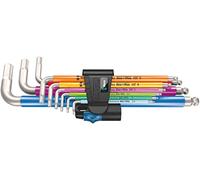 Wera - 05022699001 - Jeu de clés coudées; 3950/9 Hex-Plus Multicolour HF Stainless 1 Jeu de clés coudées, métrique, acier inoxydable, avec fonction de retenue, 9 pièces