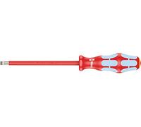 Wera 05022732001 3160 i VDE Tournevis isolé pour vis à fente, acier inoxydable, 1.0 x 5.5 x 125 mm, Rouge/Ice bleu