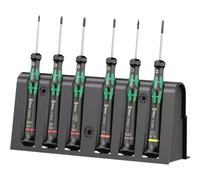 Wera 05030181001 2050/6 Jeu de tournevis électronicien + Rack, 6 Pièces, Vert