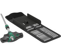 Wera 05057473001 Kraftform Kompakt 400 RA Imperial Set 1, Porte-embouts à poignée en T avec fonction cliquet et jeu d'embouts, 17 pièces Noir-vert