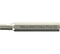 Wera 05058112001 840/0 Embouts Micro Hex-Plus pour vis à six pans creux, 2.5 x 30 mm