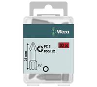 Wera 05072404001 855/1 Classique Dur Pozidriv PZ2 Tournevis Mèche, Paquet De 10