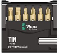 Wera 05073537001 Bit-Check 7 TiN Universal 1 SB, 7 pièces, Multicolore