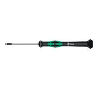 Wera 05118092001 2052 Tournevis électronicien hexagonal à tête sphérique, 2.0 mm x 60 mm, Noir/vert