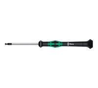 Wera 05118096001 2052 Tournevis électronicien hexagonal à tête sphérique, 3.0 mm x 60 mm, Noir/vert
