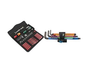 Wera 05135926001 Kraftform Kompakt W 1 Maintenance, Jeu d’outils isolés, 35 pièces & 950/9 Hex-Plus Multicolour HF 1 Jeu de clés mâles coudées, syst. métrique, BlackLaser