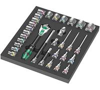 Wera 05150112001 Insert en mousse 9722, jeu de cliquet 8000 C Zyklop 1/2" 1, 31 pièces, Noir-vert