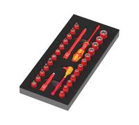 Wera 05150117001 30 Pièces 9727 8007 A VDE Zyklop VDE Jeu De Cliquets Et Douilles Dans Un Insert En Mousse - 1/4"