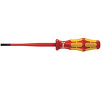 Wera 05020129001 160 iSS Tournevis VDE isolé pour vis à fente, avec lame à diamètre réduit, 0,8 x 4,0 x 100 mm, Rouge