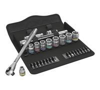 Wera 8100 SB 10 Jeu cliquet Zyklop Metal avec carré mâle traversant, à emmanchement 3/8"", syst. impérial, 29 pièces - 05004050001