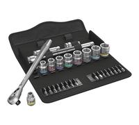 Wera 8100 SB 11 Jeu cliquet Zyklop Metal avec levier d'inversion, à emmanchement 3/8"", syst. impérial , 29 pièces - 05004051001