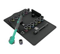 Wera 05005530001 Jeu De Clés À Cliquet 8100 SB 12 Zyklop Comfort 16 Pièces, Clé À Cliquet Interchangeable, 3/8" Drive, Métrique