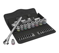 Wera 8100 SB 7 Jeu cliquet Zyklop Metal avec carré mâle traversant, à emmanchement 3/8"", métrique, 29 pièces - 05004047001