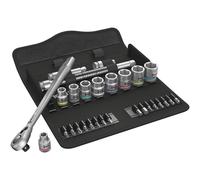 Wera 8100 SB 8 Jeu cliquet Zyklop Metal avec levier d'inversion, à emmanchement 3/8"", métrique, 29 pièces - 05004048001