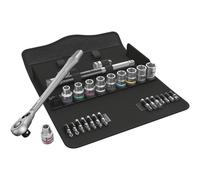 Wera 8100 SC 11 Jeu cliquet Zyklop Metal avec levier d'inversion, à emmanchement 1/2"", syst. impérial, 28 pièces - 05004081001