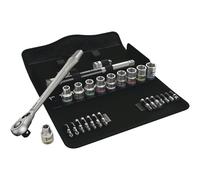 Wera 8100 SC 8 - Set De Douilles + Cliquet Zyklop Metal Réversible 1/2" (28pcs) - Métrique