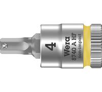 Wera 05003333001 8740 A HF Douille-Embout Zyklop pour Vis à six pans creux, à emmanchement 1/4“ avec fonction de retenue, 4, 0 x 28 mm, Jaune