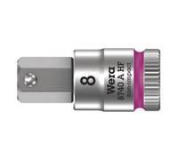 Wera 05003339001 8740 A HF Douille-Embout Zyklop pour Vis à six pans creux, à emmanchement 1/4“ avec fonction de retenue, 8, 0 x 28 mm, Rose