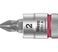 Wera Douille-embout Phillips Zyklop 8751 A 05003351001 emmanchement 1/4" PH2 28 mm Rouge
