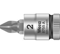 Wera 05003354001 8755 A Douille-Embout Pozidriv Zyklop à emmanchement 1/4", PZ 2 x 28 mm, Noir