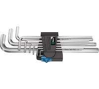 Wera 950/9 L Hex-Plus HF 1 Jeu de clés mâles coudées, syst. métrique, chromé sur bâti, avec fonction de retenue, 9 pièces