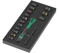 Wera 05150114001 16 Pièces 9724 8010 B Zyklop Comfort Jeu De Clés À Cliquet Et Douilles Dans Un Insert En Mousse - 3/8"