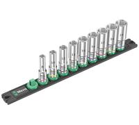 Wera 05005440001 Barre magnétique pour douilles, B Deep 1, Jeu de douilles, 3/8", 9 pièces Noir