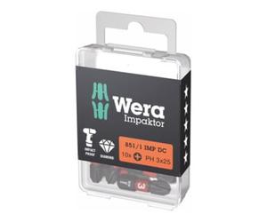 Wera Embout Wera Impaktor pour Phillips, 1/4 pouce C 6,3 set, taille de l'empreinte cruciforme : 3 Quantité:10
