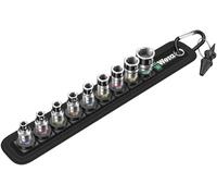 Wera 05003880001 belt 1 Jeu de Douilles à carré Zyklop à emmanchement 1/4" avec fonction de retenue, 10 pièces, Noir, Set de 10 pièces