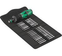 Wera Kompakt Turbo 1 05057482001 Jeu dembouts 18 pièces 1/4 (6.3 mm) avec tournevis porte-embout, avec adaptateur couple, mandrin à serrage rapide, engrenage