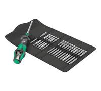 Wera Kompakt Turbo 1 05057482001 Jeu d'embouts 18 pièces 1/4\ (6.3 mm) avec tournevis porte-embout, avec adaptateur couple