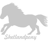Werbetechnik Sotirios Papoutsis 2X Autocollant de Voiture Shetland Pony Cheval Sticker découpé (ca. 11x9 cm) (Argent)