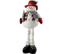 WeRChristmas Bonhomme de Neige avec Jambes Extensibles Décorations de Noël, 46-61 cm - Rouge/Gris