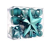 WeRChristmas Boules de 42 pièces en Plastique incassable avec Bijoux pour guirlandes et décoration pour Le Sommet du Sapin Türkis/Blau