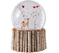 WeRChristmas Cardinal Boule à Neige en Forme d'oiseau et de Renne, Base en Bouleau, Multicolore, 12 cm