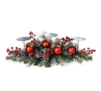 WeRChristmas Centre de Table avec 3 bougeoirs pour bougies piliers Décoration de Noël Boules de noël effet givré 52 cm