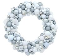 WeRChristmas Couronne de Boules de Noël Argenté et Blanc 60 cm