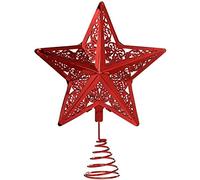 WeRChristmas Décoration Star Décoration de Dessus de Sapin de Noël, en Plastique, Rouge, 30 cm