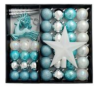 WeRChristmas Lot de 50 Boules de Noël incassables, Argenté/Bleu/Blanc