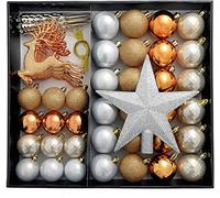 WeRChristmas Lot de 50 Boules de Noël incassables, Bronze/argenté/doré