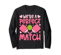 We're A Match Pickleball Couple Paddle Hearts Valentine Manche Longue