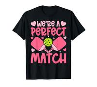 We're A Match Pickleball Couple Paddle Hearts Valentine T-Shirt