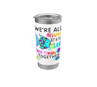 We're All Different But in This Class We Swim Teacher Noir Gobelet isotherme en acier inoxydable double paroi